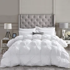 Luxurious All-Season Goose down Feather Fiber Comforter Queen Size Duvet Insert,