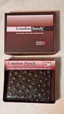London stitch exotic print Men's Brown Leather Tri Fold Wallet Bill Fold New