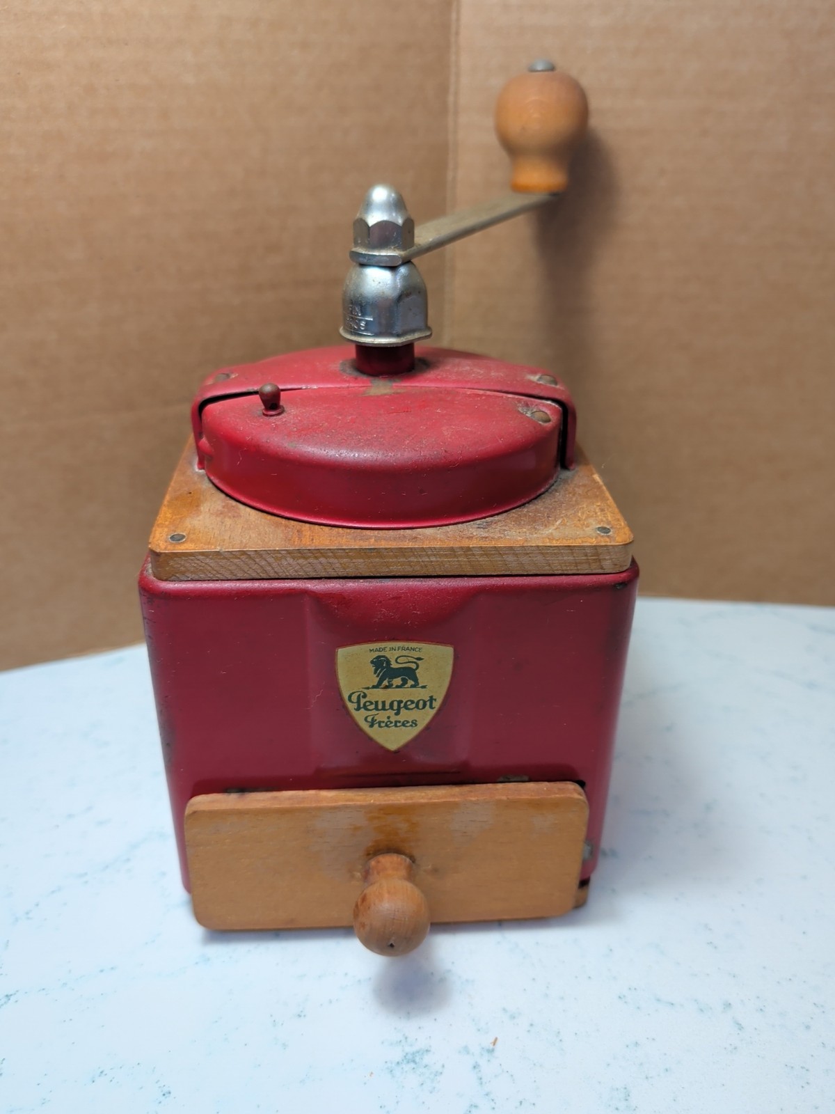 Vintage PEUGEOT FRERES COFFEE GRINDER French. Great decorati