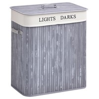 HOMCOM 100L Laundry Hamper Large 100L Double Washing Clothes Basket Grey