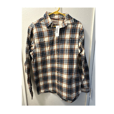 Vintage Y2K RedHead Plaid Blue Brown White Flannel Long Sleeve ButtonUp Shirt M