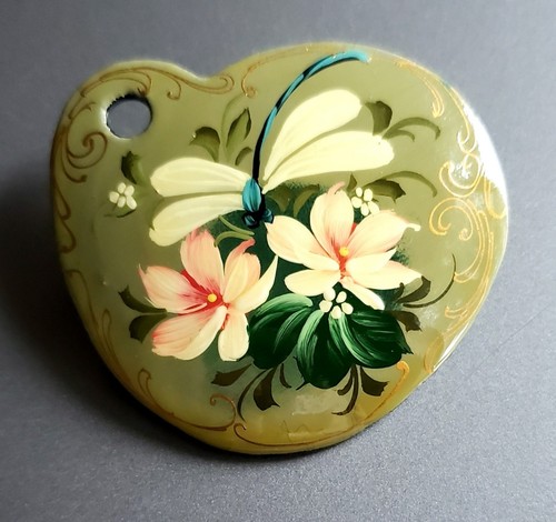 Vintage G DeBrekht Dragonfly W/Flowers Hand Painted Brooch Signed