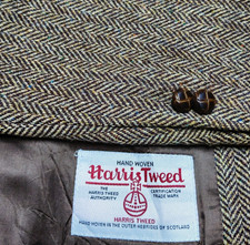Vintage Harris Tweed pure wool handwoven brown classic hunting jacket blazer 42R