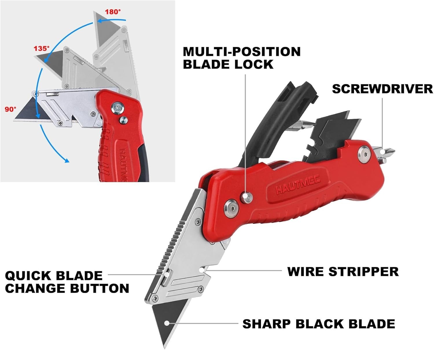 Compact Multitool Knife with Aluminum Handle Blade Storage and Safety Features