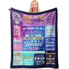Bonus Mom Blanket, Gifts for Bonus Mom from Stepdaughter or Stepson, 60" x 50...
