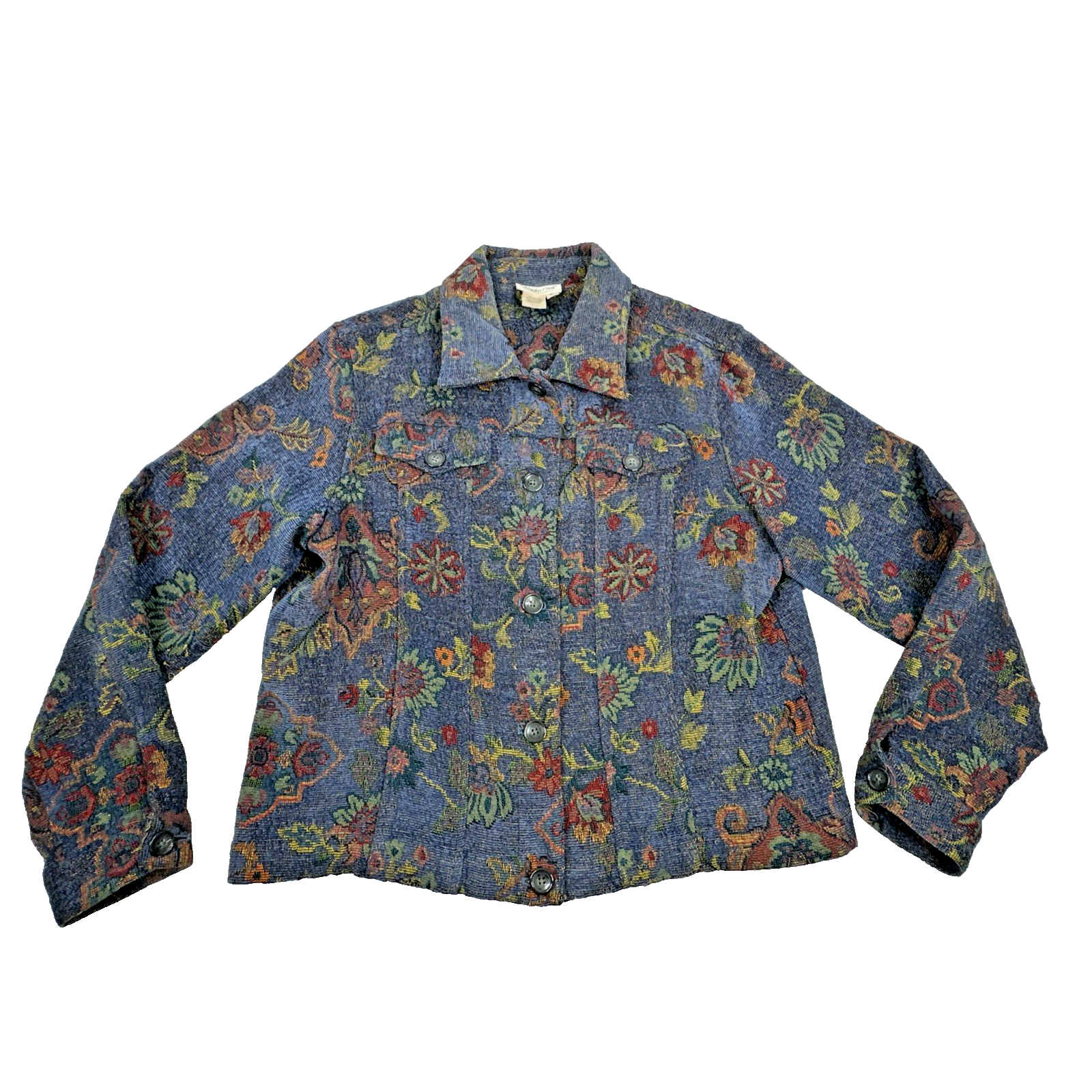 Vintage Coldwater Creek Tapestry Whimsical Button Front Jacket. Women's Size L