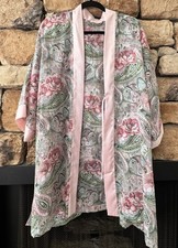 Vintage Victoria's Secret Gold Label Floral Kimono Robe Pink Paisley One Size