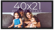 40x21 Frame Black Real Wood Picture Frame Width 0.75 inches | Interior Frame Dep