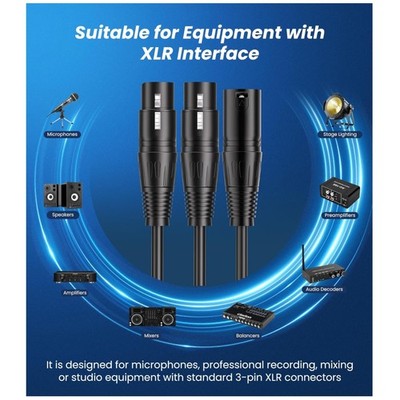 Studio Quality XLR Y-Splitter Cable, Dual Female to Male Mic