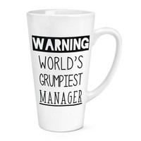 Warnung World's Grumpiest Manager 483Ml Groß Latte Becher Tasse Best Boss Lustig