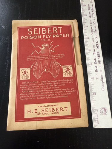 Seibert Poison Fly Paper Package Envelope Old Vintage Antique W/ Contents! Full!