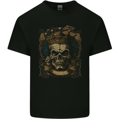 Vintage Gothic Skull King Kinder T-shirt Schwarz Jungen Kurzarm 3-13 J