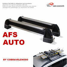 PORTASCI 4 PAIA IN ALLUMINIO CON CHIAVE ANTIFURTO E RIALZI PER BARRE PORTATUTTO