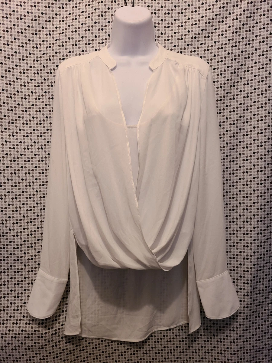 NWT 158 BCBGMAXAZRIA Jaklyn Draped Front Blouse Size Xs In