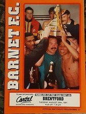 Barnet v Brentford Rumbelows League Cup programme 20/8/91 first in cup