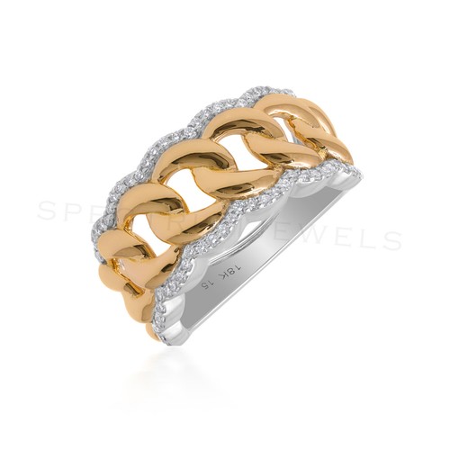 0.50 Ct Lab Grown CVD Pave Diamond Ring Gift 18k Yellow/White Two Tone Gold - Picture 3 of 9