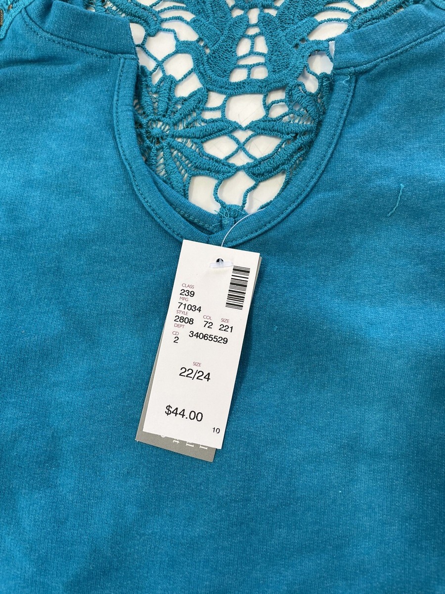 Women's Shirt AVENUE 22/24 (2X) Long Sleeve Green Top $44 NEW