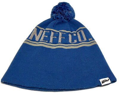 NEFF Logo Pom Beanie, One Size Fits Most, Blue Great