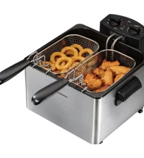 Fryer Deep Electric Steel Stainless Basket Countertop Dual Cooker Fry Tank Home