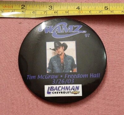 Tim McGraw Freedom Hall 3/26/03 Concert Button Pin WAMZ 97
