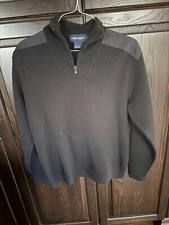VTG Polo Ralph Lauren Mens M Classic Fit Mock Neck 1/4 Zip Sweater BlackPullover