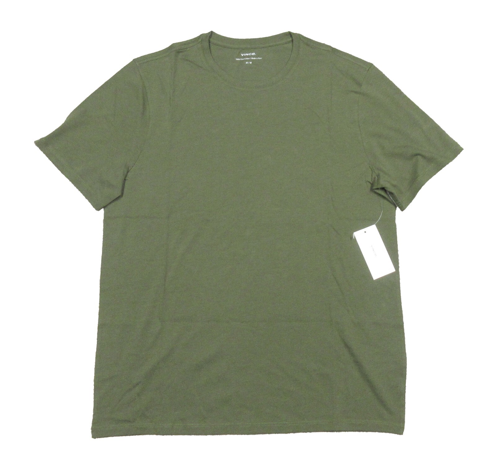 Vince Men's Olive Green Pima Cotton Crew-Neck Short Sleeve T-Shirt