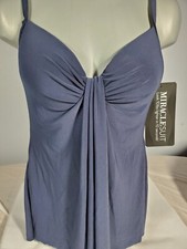New MIRACLESUIT Midnight Blue UNDERWIRE TANKINI TOP SZ 8, MSRP 118.00
