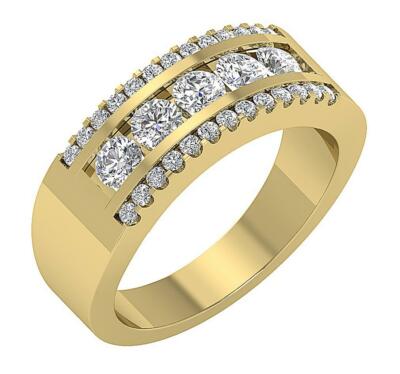 SI1 G 1.75 Ct Natural Diamond Mens Wedding Ring 14K Rose Gold