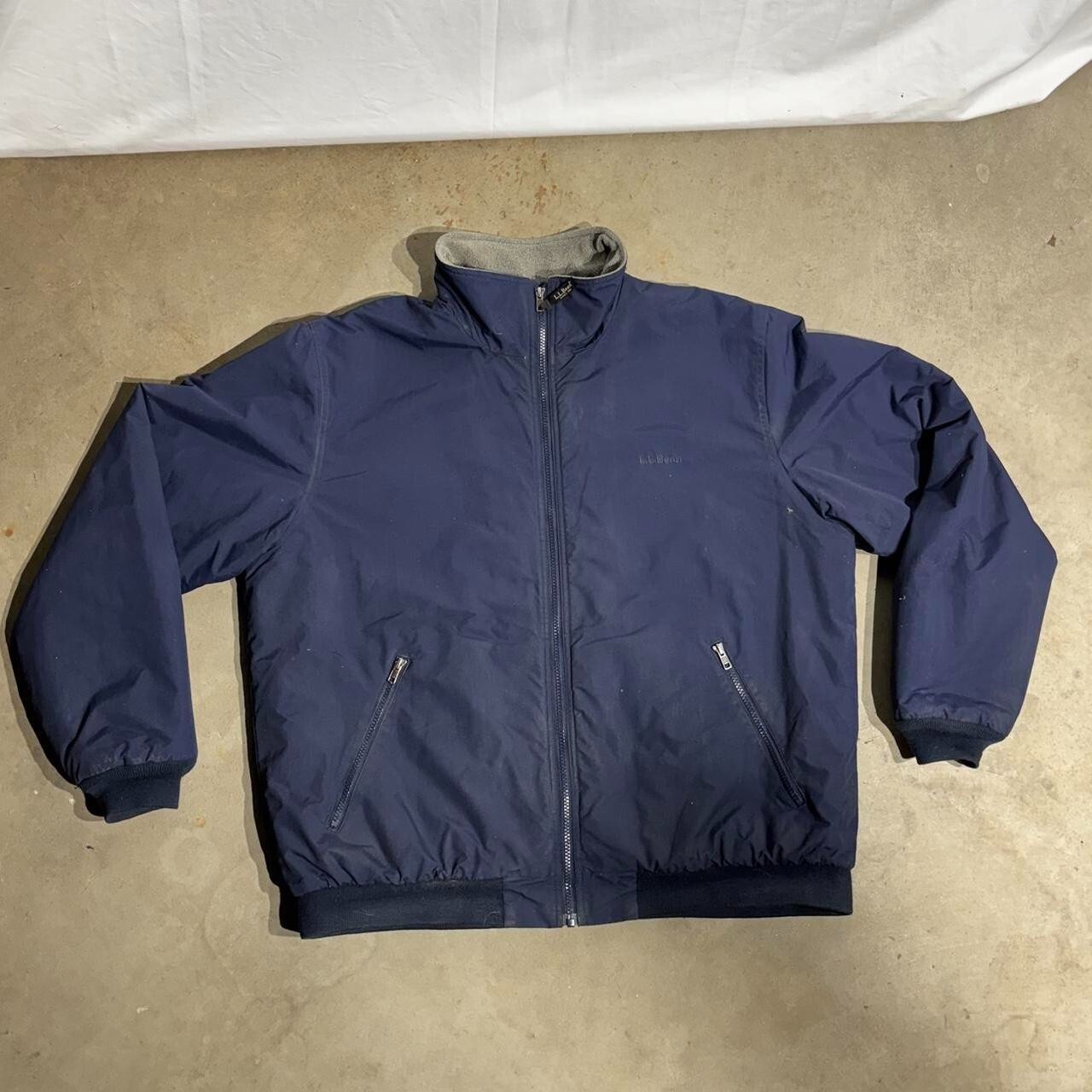 Vintage LL Bean Men's XL Navy Fleece Lined Warm Up Jacket