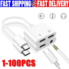 2in1 Charger and Headphone USB Type C to 3.5mm Aux Audio Cable Cord Adapter Lot