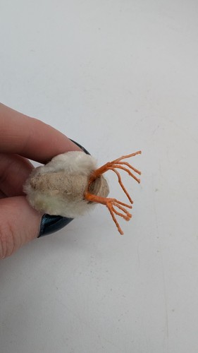 Antiker Vogel aus Chenille & gesponnener Baumwolle mit konischem Hut Ostern Japan süß - Bild 5 von 8