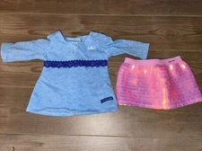 Bundle Lot Authentic American Girl Doll Separate Pieces Pajama PJ Top & Skirt