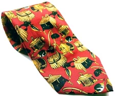 Lands' End Men's Fishing Rod Reel Tackle Box Lures Jigs Necktie Novelty Silk