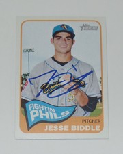 JESSE BIDDLE SIGNED AUTO'D 2014 TOPPS HERITAGE MINORS CARD #193 PHILLIES BRAVES