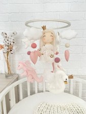 Princess Baby Mobile, Dragon, Swan, Unicorn Nursery Decor, Baby Girl Shower Gift