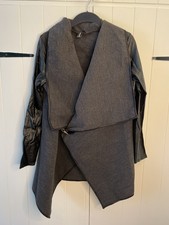 Izabel London Size 8 Jacket Coat Wool Look Faux Leather Made In Italy