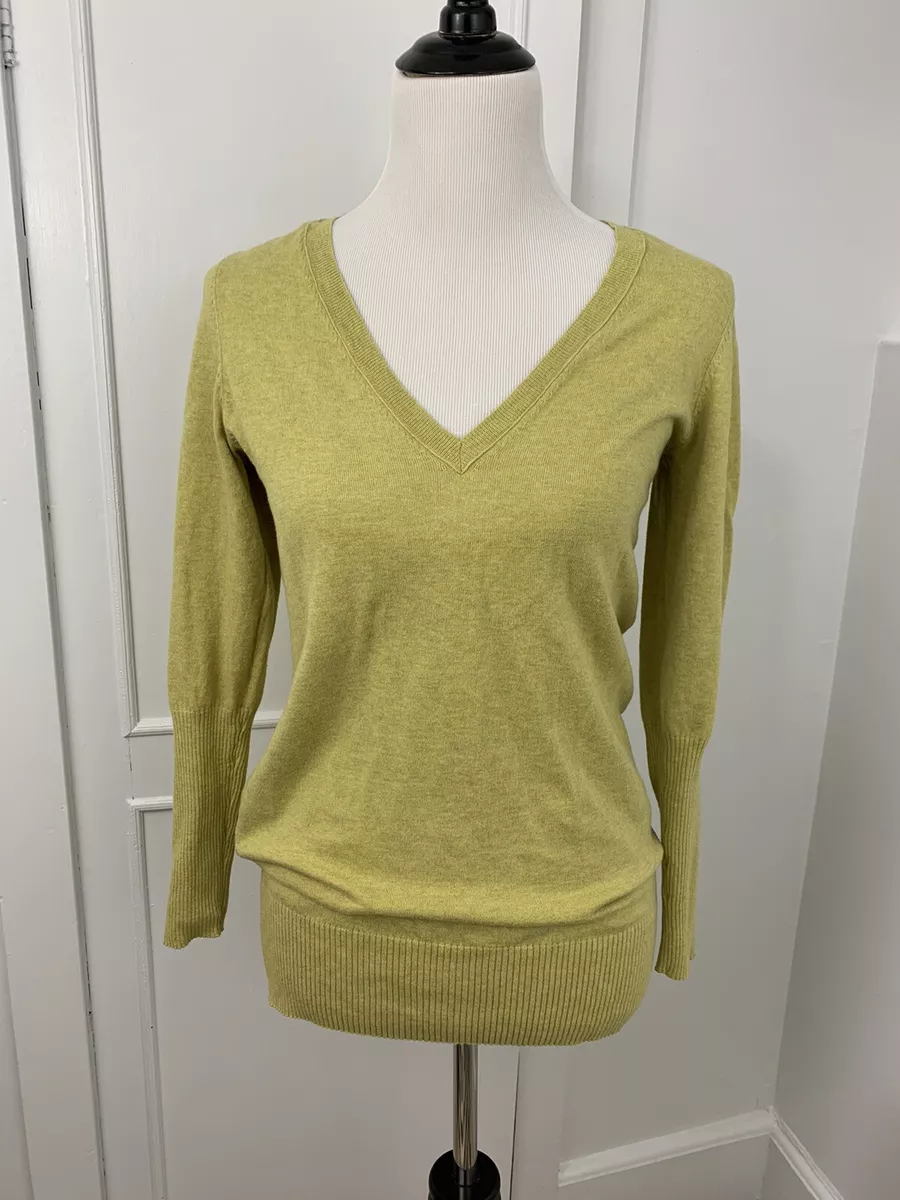 Eileen Fisher Women s V Neck Sweater Organic Cotton Cashmere Yellow Size XS