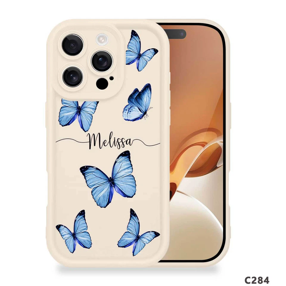 Encantadora Funda Personalizada Mariposa para Teléfono para iPhone 14 15 16 Pro Max 13 12 11 Foto 4 de 4