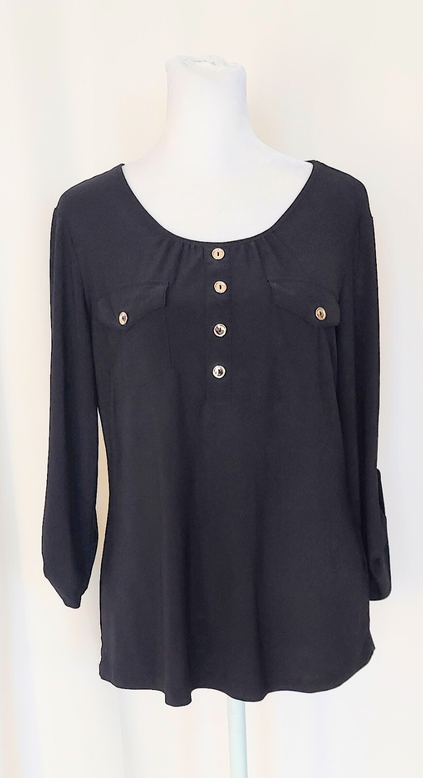 Per Seption Concept Roll Tab Sleeve Blouse Size M… - image 1