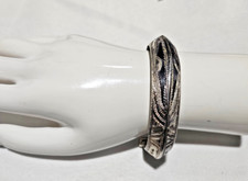 Vintage Tuareg Silver 900 Rounded Artisan Hand Etched Cuff Bracelet
