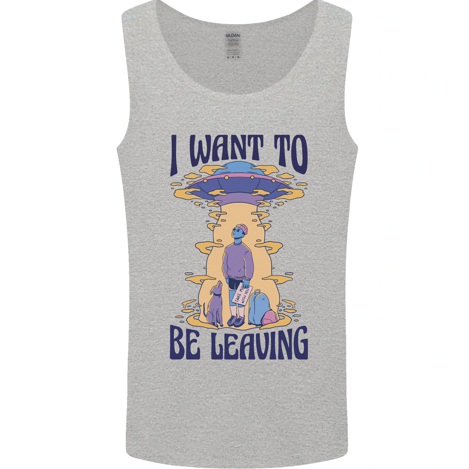 Alien UFO I Want to Be Leaving Mens Vest Tank Top