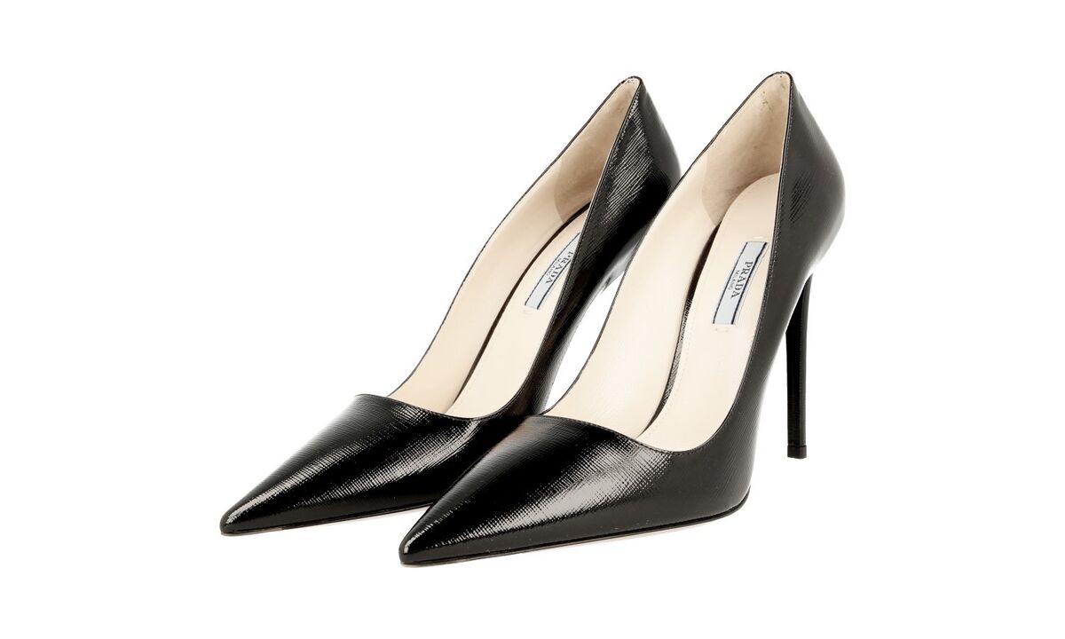 LUXURY PRADA SAFFIANO PUMPS SHOES 1I221F BLACK LEATHER NEW LUXURY PRADA SAFFIANO PUMPS SHOES 1I221F BLACK LEATHER NEW