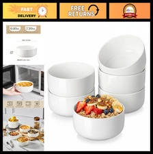 Set of 6 White Porcelain Cereal Soup Bowls, 24 OZ, Microwave Dishwasher Safe