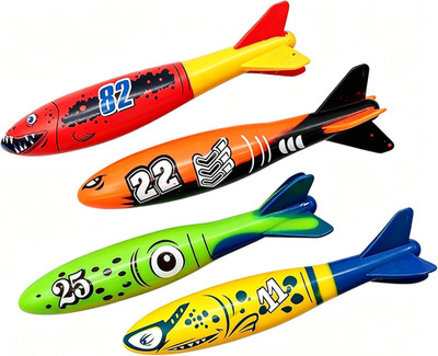Schwimmbad Spielzeug für Kinder, 4 Stück Hai Unterwasser Tauchspielzeug Torpedo, Sommer 