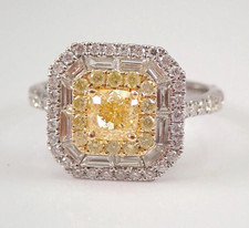 2Ct Cushion Lab-Created Yellow Citrine Halo Engagement Ring 14K White Gold Over