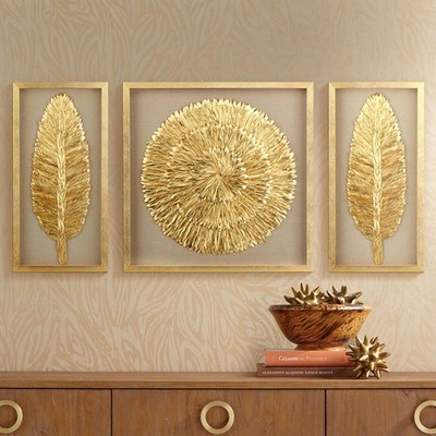 Golden Feathers 31 1/2'' High Wall Art Set of 3