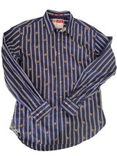 Robert Graham Button Up Dress Shirt Sz XL Purple Embroidered Sandals 100 Cotton