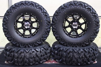 POLARIS RZR 900 S 30'' RIP SAW RADIAL ATV TIRE & 14'' COBRA BLK WHEEL KIT POL10K