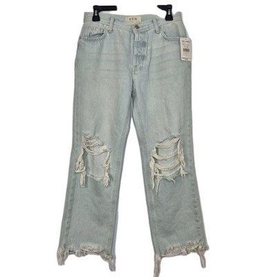 Free People Women's Jeans Size 26 Paradise Blue Cropped Distressed NWT 22