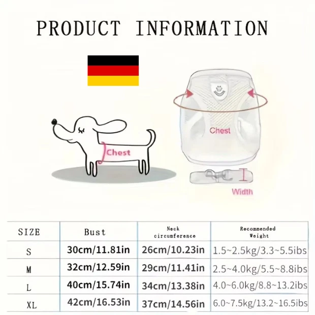 Hundegeschirr Katzengeschirr Brustgeschirr Set mit Leine gepolstert atmungsaktiv - Bild 4 von 4